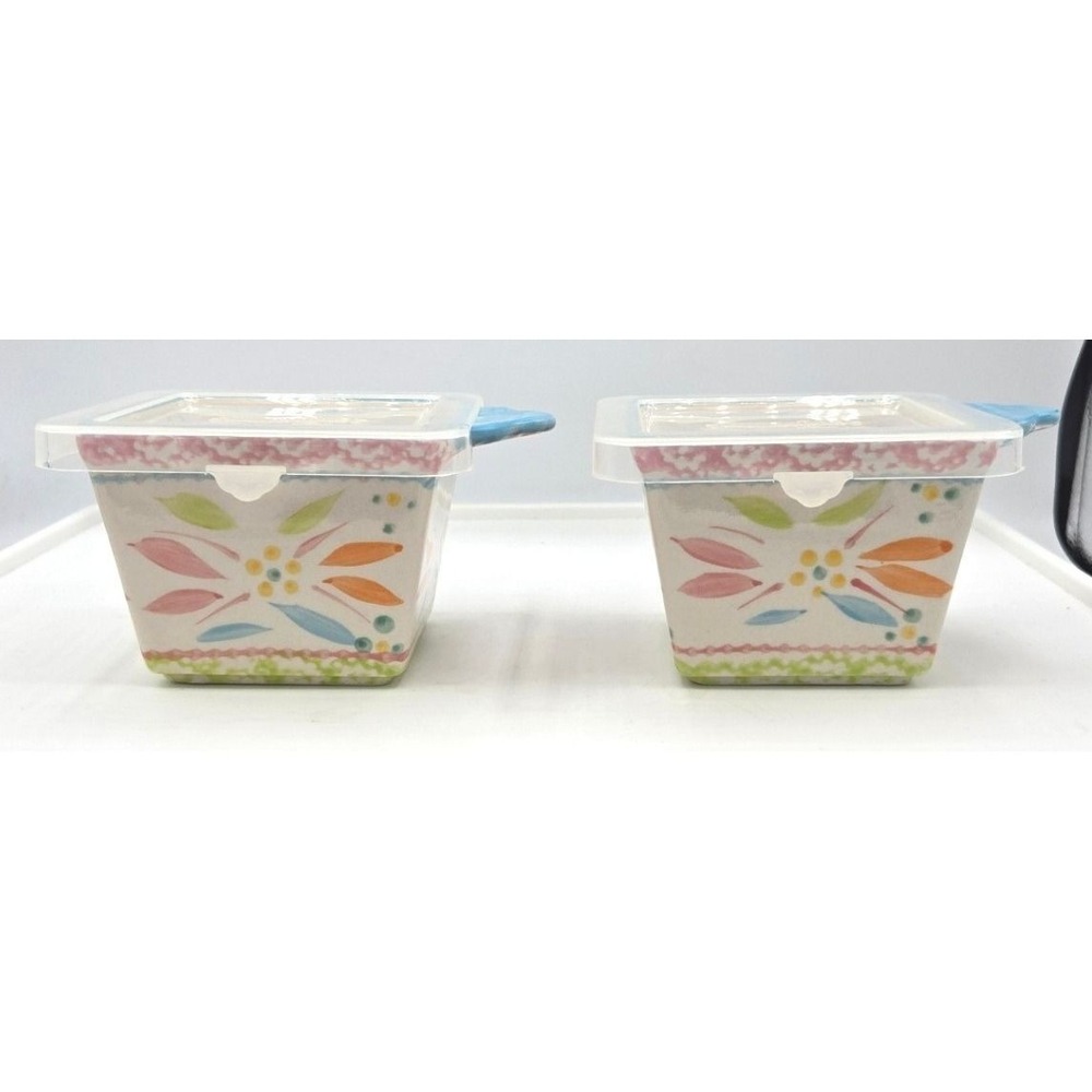 Temp-tations Old‎ World 10 oz Square Ramekins with Lids - Set of 2
